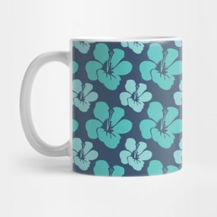 Botanic Floral Pattern Teal Blue Pastel Mug